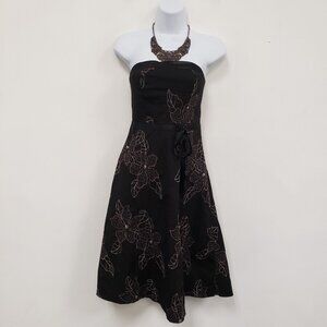 Vintage Folli Folli Womens Embroidered Y2K Strapless Mini Dress Size M Black